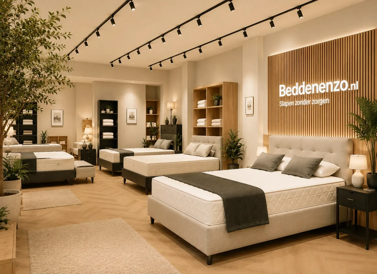 Showroom van Beddenenzo met bedden en matrassen