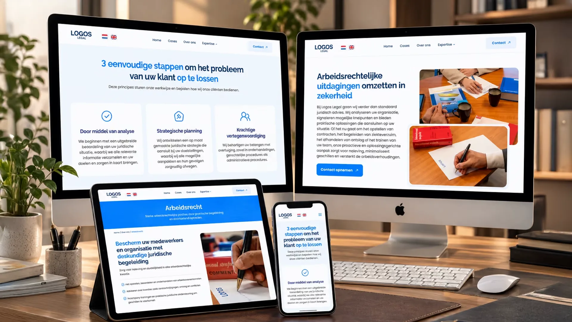Die Website von Logos Legal auf Desktop, Tablet und Smartphone